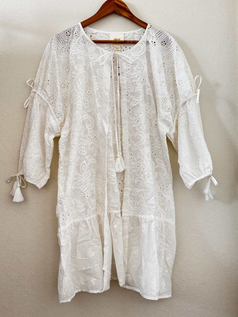 Women's Maeve by Anthropologie Eyelet Balloon-Sleeve Kimono, white, one size